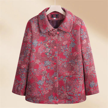 Frauen Winter mäntel neu bedruckte Vintage Oma Woll jacke Frühling Herbst draußen tragen Woll mantel mittleren Alters Mutter Kleidung