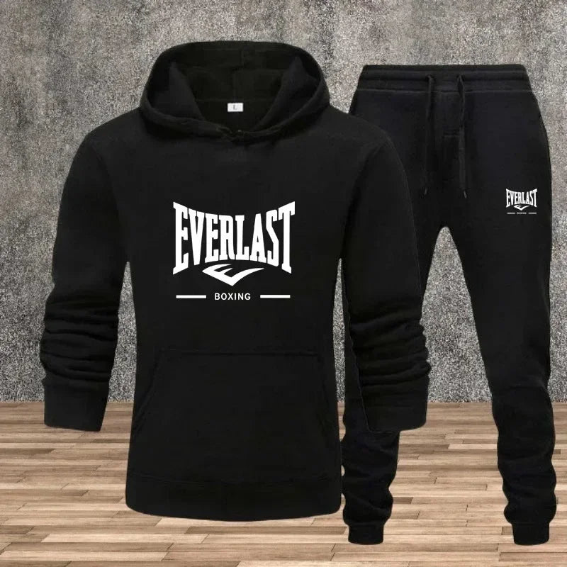 Ein neues modisches Fitness-Jogging-Freizeitset für Herren für Herbst und Winter, bestehend aus zweiteiligem Kapuzenpullover und Hose.