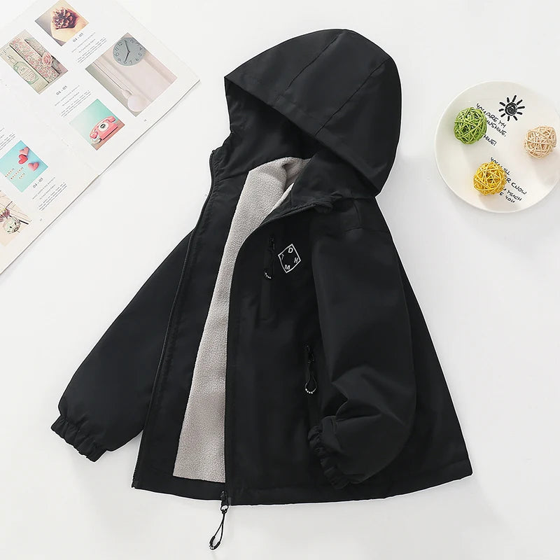 Herbst Winter Teen Jungen Jacke Dicke Fleece Winddicht Warme Kapuze Sport Mantel Für 4-14 Jahre Kinder Kleidung Kinder oberbekleidung Top
