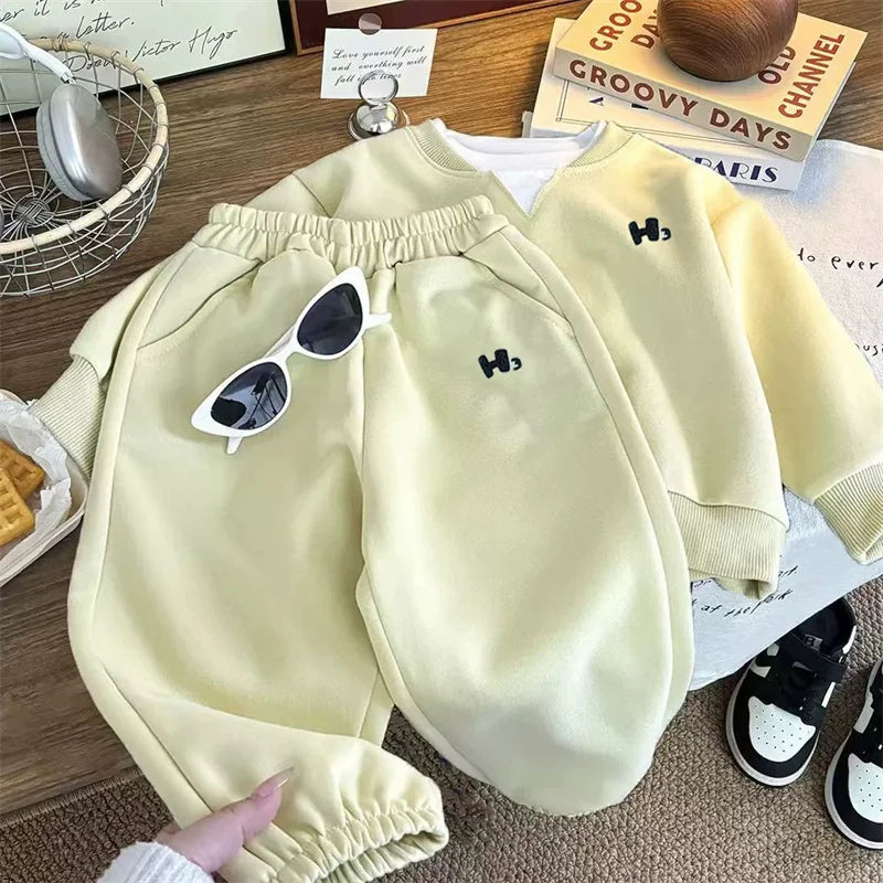 Kinder Hoodie Anzug Jungen Sport Outfit Mädchen Langarm Top Jogginghose 2 Stücke Herbst Kinder Mode Lose Sets 2025 Freizeitkleidung