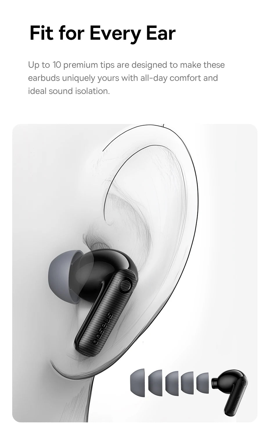 Baseus EP10 Pro ANC Ohrhörer, kabellose Bluetooth 6.0-Kopfhörer, 50 dB, Echtzeit-Adaptive-Kopfhörer, 6 Mikrofon, hochauflösende LDAC IP55-Ohrhörer