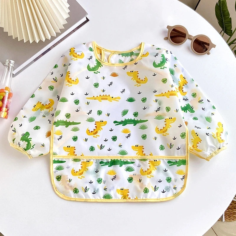 Wasserdichte Volle Hülse Baby Lätzchen Kinder Schürze Langarm Fütterung Kittel Kinder Essen Brust Platte Säuglings Schal Kleidung