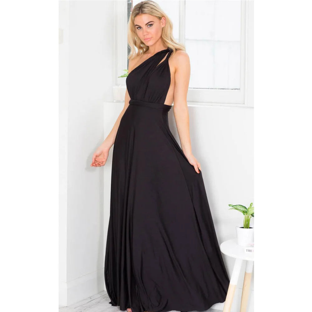 Mode Multi-getragen V-ausschnitt Vestidos De Fiesta Frauen Lange Kleid Sexy Geschnallt Dame Sommer Maxi Kleid