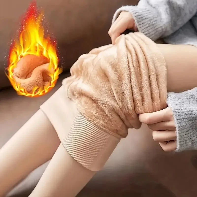 Thermo-Winterstrumpfhose für Damen, mit Fleece gefüttert, durchsichtige Samtstrumpfhose, dicke warme Leggings mit Plüsch-Innenschicht