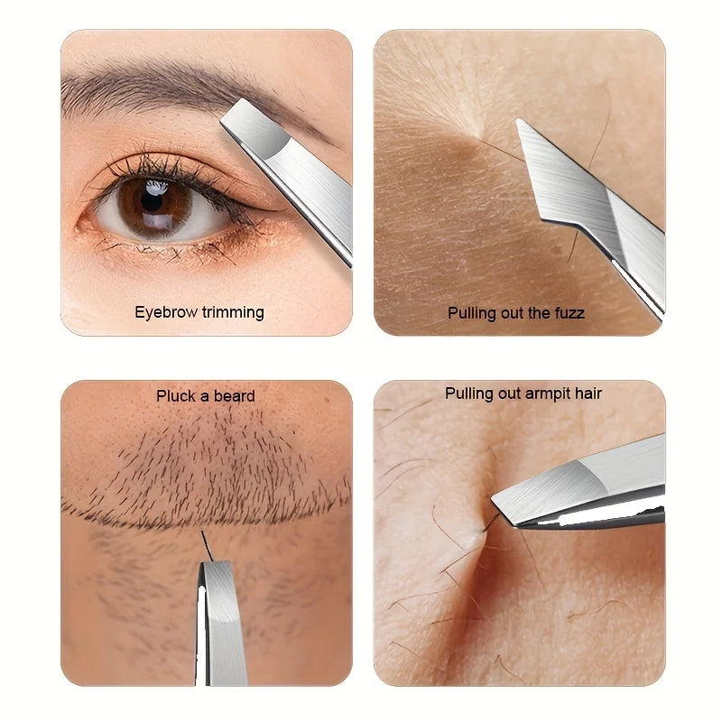 Ouriner Augenbrauenpinzetten-Set, 4-teilig, Edelstahl-Augenbrauenpinzette, professionelles Beauty-Tool-Set für das nach innen gerichtete Haarwachstum