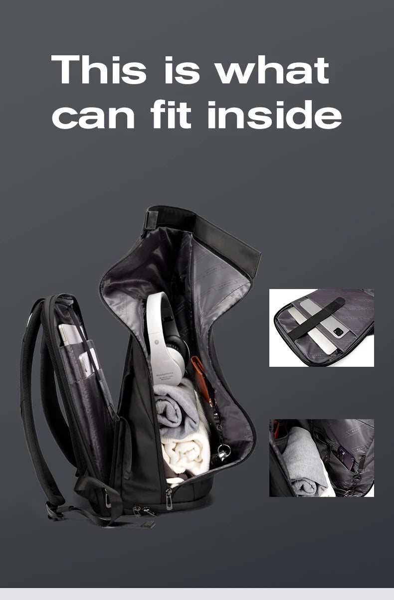 Bange Herren-Mode-Rucksack, 15,6 Zoll, multifunktionaler wasserdichter Rucksack, tägliche Reisetasche, lässiger Schulrucksack mit Schnalle