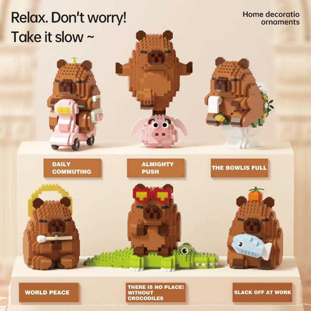 „Capybara Bausteine Set – Süßes Wasser-Meerschweinchen-DIY-Modell |   Lustiges STEM-Spielzeug für Kinder und Erwachsene