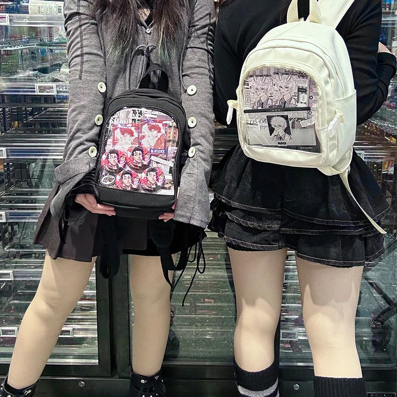 Y2K Nette Mini Rucksack Frauen Kawaii Ita Tasche Süße Mädchen Transparent Rucksack DIY Persönlichkeit Display Rucksack Lolita Schulter Tasche