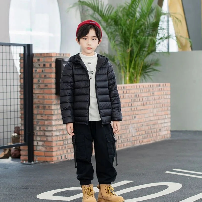 Herbst Winter Teen Jungen Mädchen wärmen Daunen jacke Kinder Baumwolle Oberbekleidung neue Mode Kapuze Reiß verschluss Mäntel 3-12 Jahre Kinder kleidung