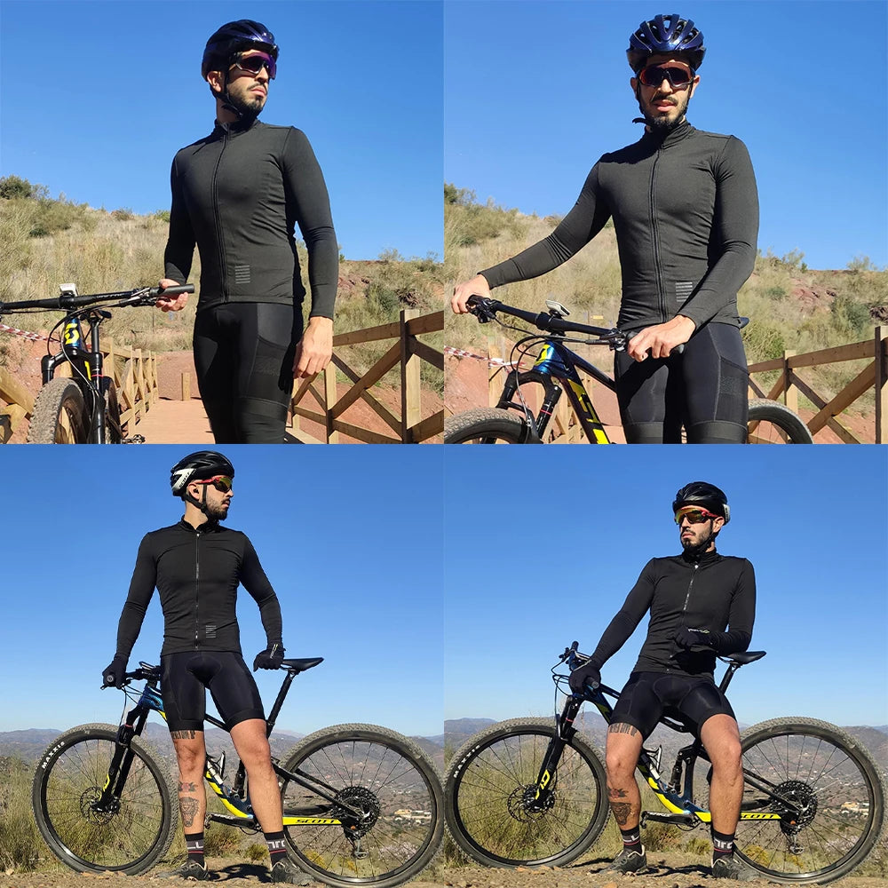 YKYWBIKE Herren Radtrikot Winter & Herbst Langarm Thermo-Fleece-Futter Fahrrad Warme Jacke Rennrad MTB Kleidung