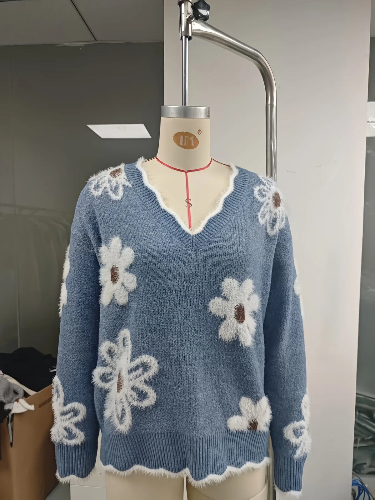 Frauen Invierno Herbst Modus Neue Herbst Pullover V-ausschnitt Jacquard Lange ärmeln Vielseitig Gestrickte Pullover Pullover Maglione Da Donna