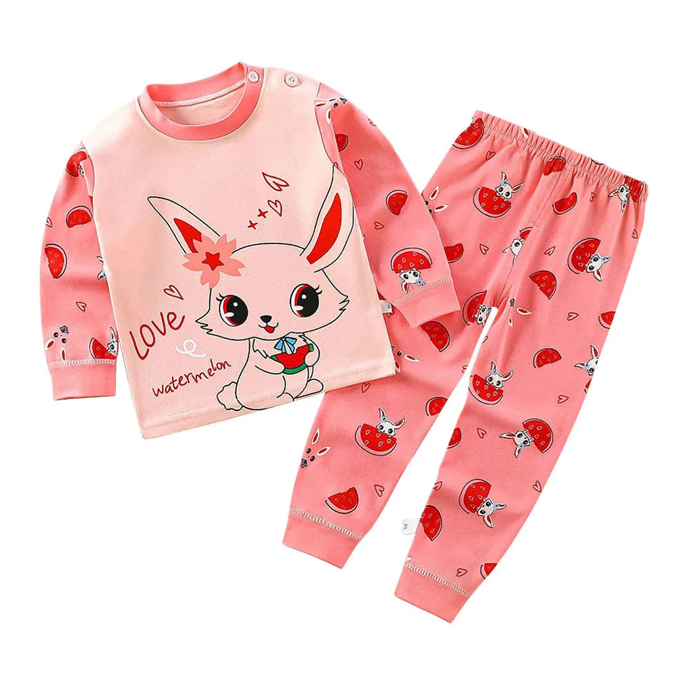 Baumwolle Kinder Pyjamas Set für Jungen Mädchen Herbst und Winter Cartoon Schlafen Loungewear Kinder Nacht Nachtwäsche Hause Tragen Kleidung