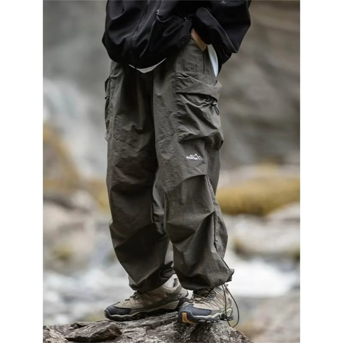 Herren Frühling und Herbst neue wasserdichte Hip Hop Bergsteiger hose lässige Harajuku Arbeits hose schwarze Cargo Outwear Hose