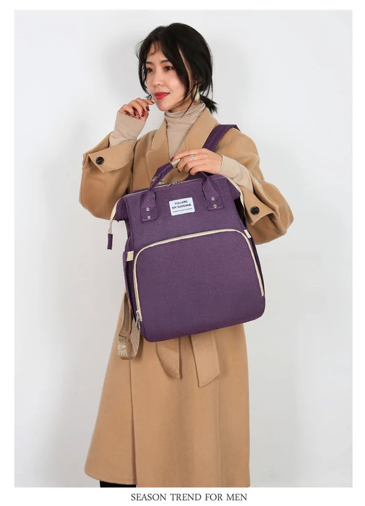 Mama Wickeltaschen Babybett Mutter Große Kapazität Windel Milchflasche Rucksäcke mit Wickelunterlage Praktische Baby-Stilltaschen Geschenk