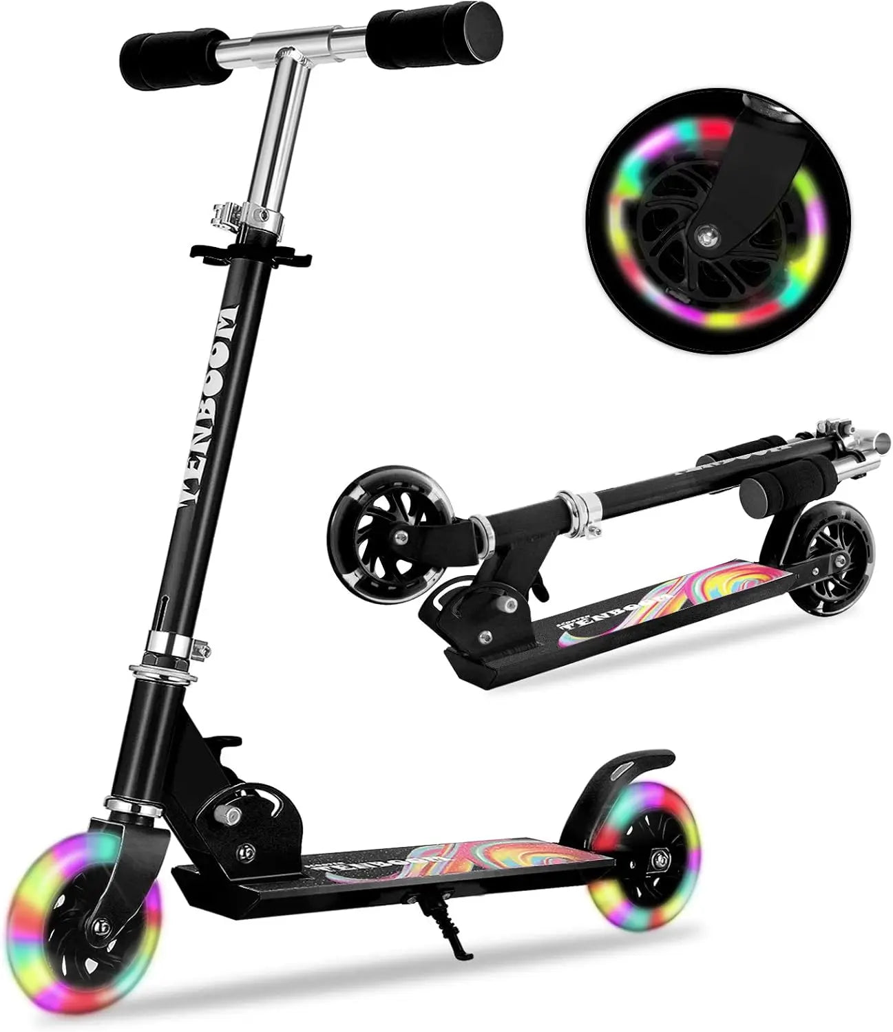 Roller für Kinder im Alter von 6-12/3-5 Jahren, faltbar und höhenverstellbar, LED-Leuchtrollen, maximale Belastung 50 kg.