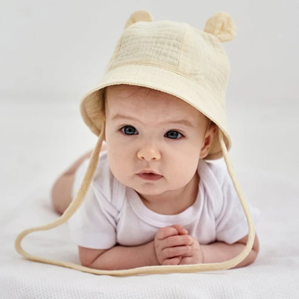 Musselin Baby Sommer Hut Neugeborenen Kappe Baumwolle Baby Sonnenhüte für Mädchen Jungen Säugling Eimer Hut für Kleinkind Zubehör 3-12M
