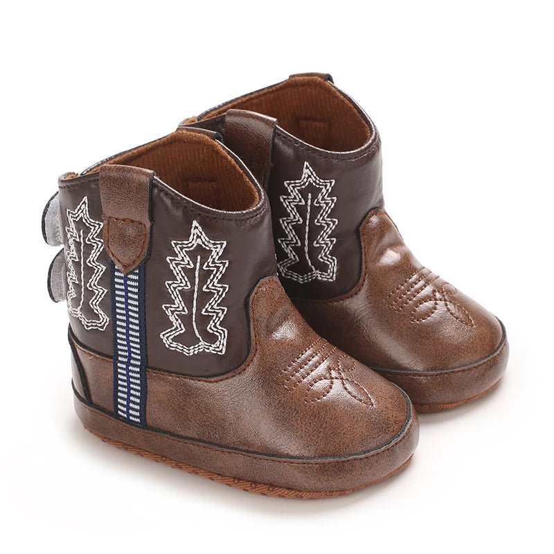 Winterstiefel für Babys, Jungen und Mädchen, 0–12 Monate, Western-Denim, Lauflernschuhe, warm, lässig, modisch