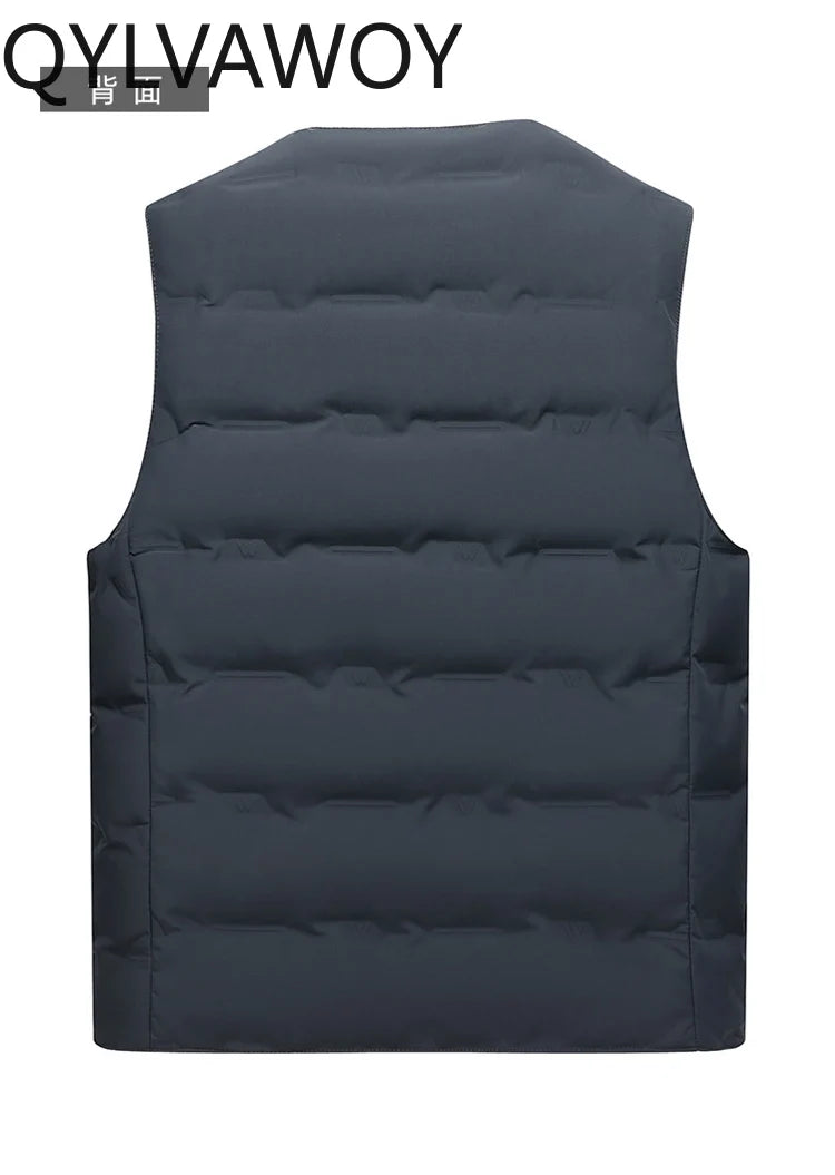QYLVAWOY Herren Mittleren Alters Ältere Papas Herbst Winter Daunenweste Opa Gilet Dünner Stil Ärmellose Jacke LJ2105