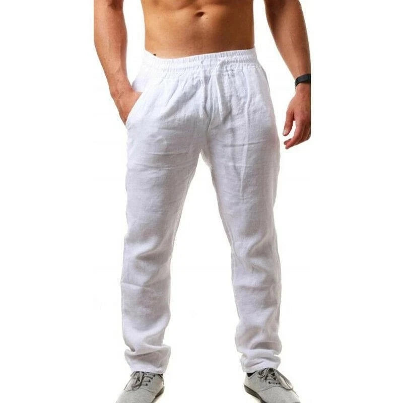 2024 frühling Leinen Breite Männer Hosen Koreanische Hosen Oversize Baumwolle Streetwear Männlichen Neue Yoga Hosen Casual Männer Kleidung Jogginghose