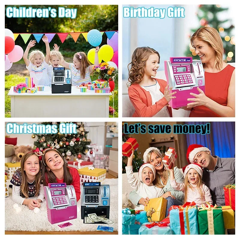 Kinder ATM Automatische Anzahlung Kassierer Maschine Spielzeug Smart Passwort Swipe Karte Sparen Box Kinder Elektronische Sparschwein Weihnachten Geschenk