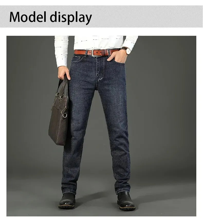 2026 Neue Business-Herrenjeans Lässige Gerade Stretch-Jeans Modische Klassische Blaue Schwarze Arbeits-Denim-Hose Herrenbekleidung