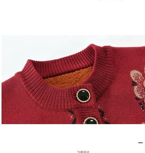 Oma Strickjacke Mittleren Alters und Ältere Frauen Pullover Mantel Frühling Herbst Warme Lange Ärmel Stricken Tops Mutter Geladen