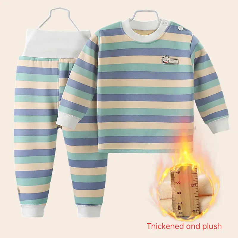 Verdicken Warme Plüsch Kinder Sets Kinder Kleidung Junge Mädchen Unterwäsche Anzüge Herbst Winter Kinder Kleidung