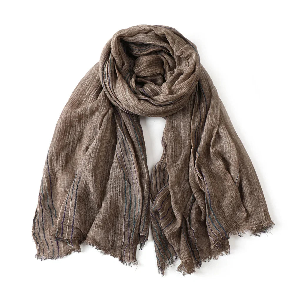 Baumwolle Leinen Gestreiften Männer Schals Herbst Winter Warme Halstuch Pashmina Männlichen Zubehör Kurze Quaste Bufanda Schal
