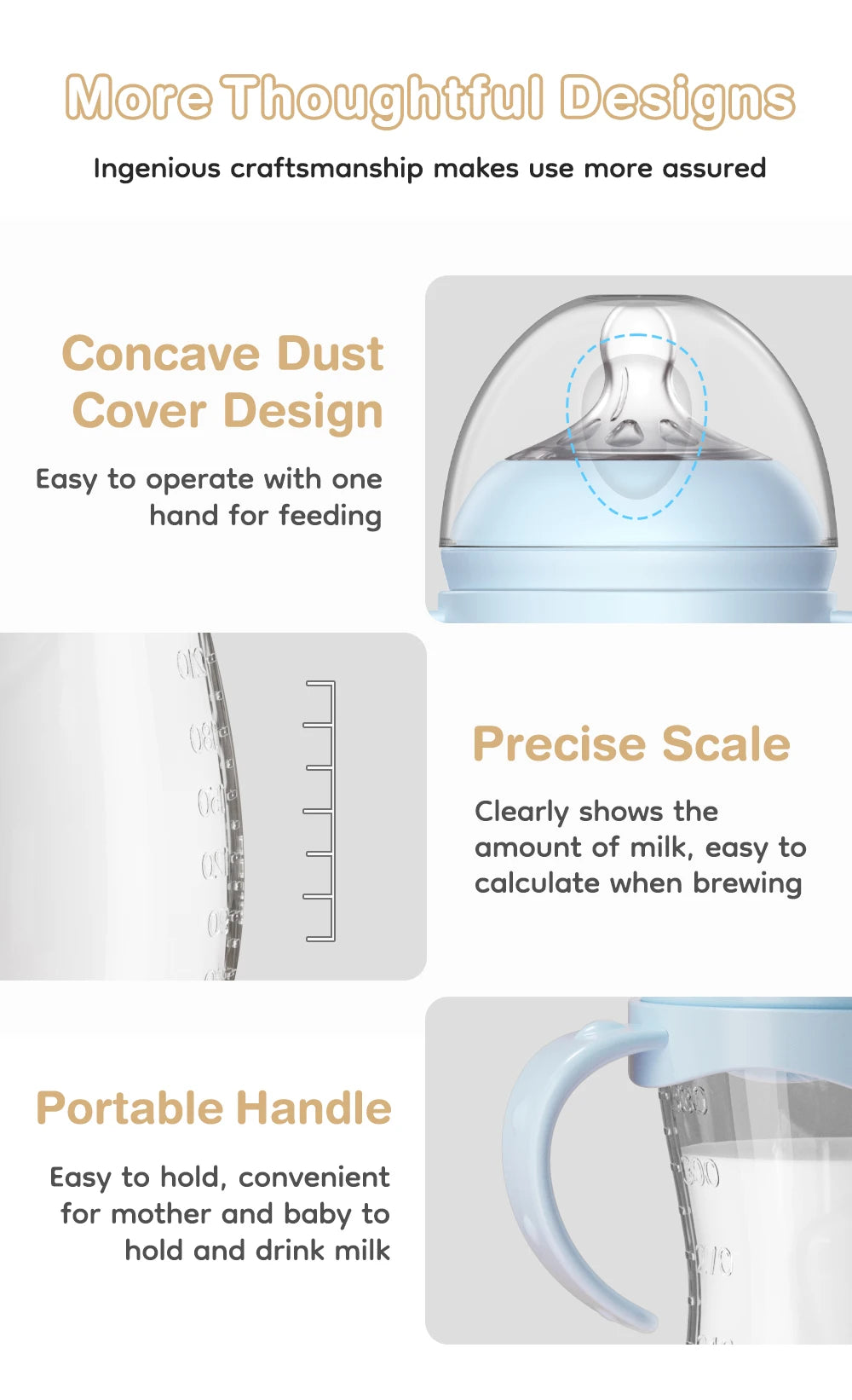 Baby PP Bottle 150/240/330ML Newborn Baby Bottle with Handle Milk Bottle Newborn Baby Bottles Feeding Accessories BPA-Free
