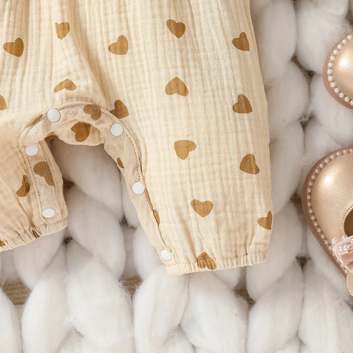 Baby Mädchen Sommer Langarm Druck Liebe mit Schleife für lässigen täglichen Baumwolloverall