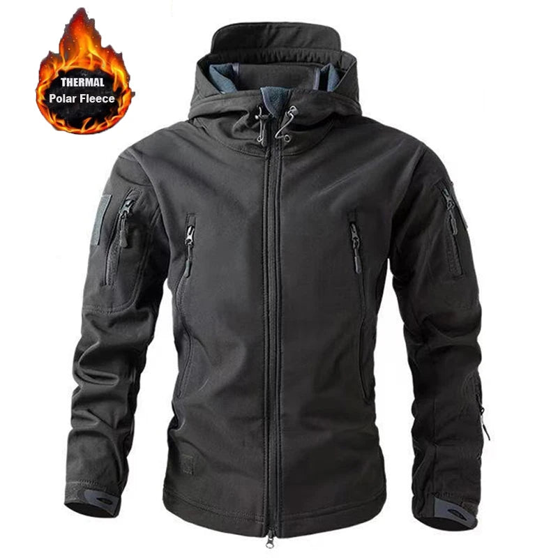 Männer Winter Herbst Warme Softshell Fleece Kapuze Cargo Jacken Camping Wandern Klettern Jagd Angeln Outdoor Winddicht M-5XL