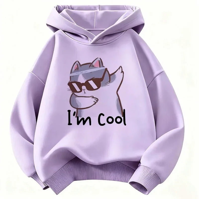 Cooler Katzen-Print Hoodie Unisex Herbst Winter Baumwoll-Sweatshirt Streetwear Mode-Oberteil 2026 Neuer Trendiger Grafik-Pullover für Jugendliche