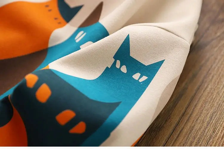 Herbst Winter Kinder Mädchen Jungen Baumwolle T-Shirt warme Outwear schöne Druck Katze Langarm Teenager Hoodie Sweatshirts 5 bis 12 Jahre