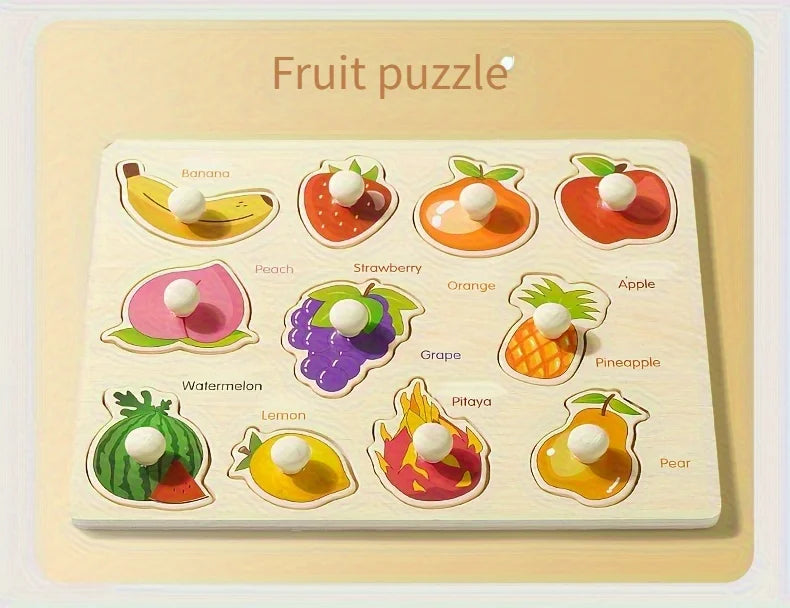 Montessori Früherziehung Geometrie Anfänger Puzzle Board, handgehaltene Puzzle Entwicklung mit festem Board, Puzzle Block Form passend