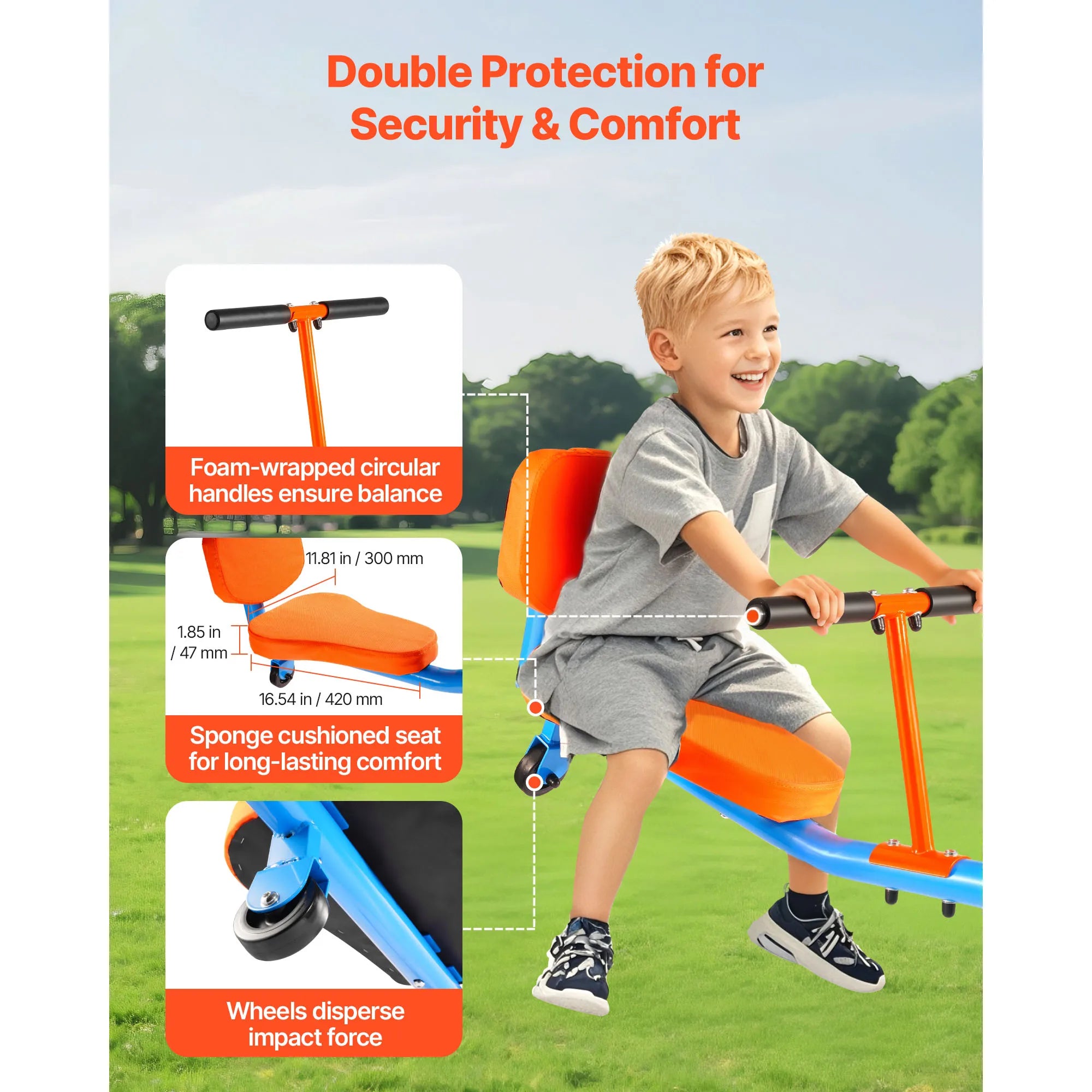 SucceBuy 300Lbs Kinder-Wippe Sit & Spin Teeter Totter Außenspielzeug mit Griffen für Kinder, Spielgeräte im Freien