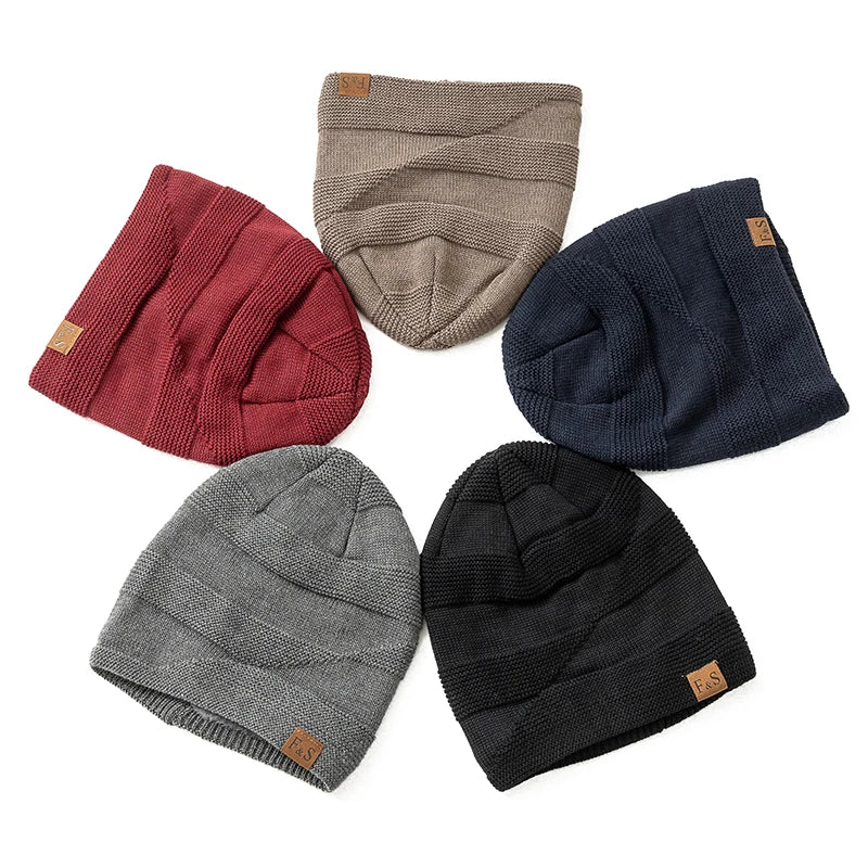 Neue Unisex Slouchy Winter Hüte Hinzufügen Pelz Gefüttert Männer Und Frauen Warme Beanie Cap Casual Label Decor Winter Gestrickte Hüte