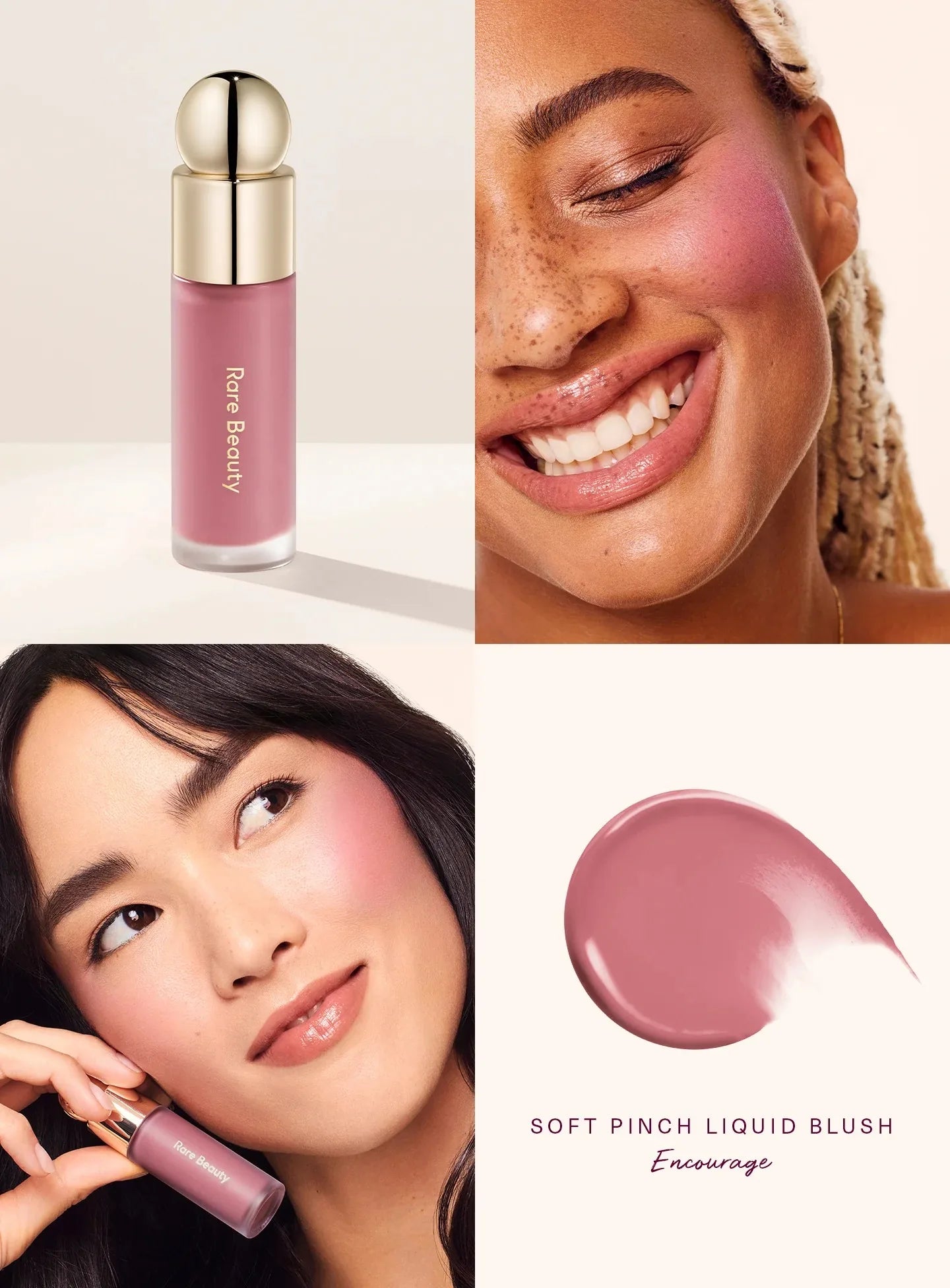 Rare Beauty Soft Pinch Liquid Blush Seidig und gleitet auf reibungslos, langanhaltendes, pralles Make-up Hope Love Virtue Happy Wonder Worth