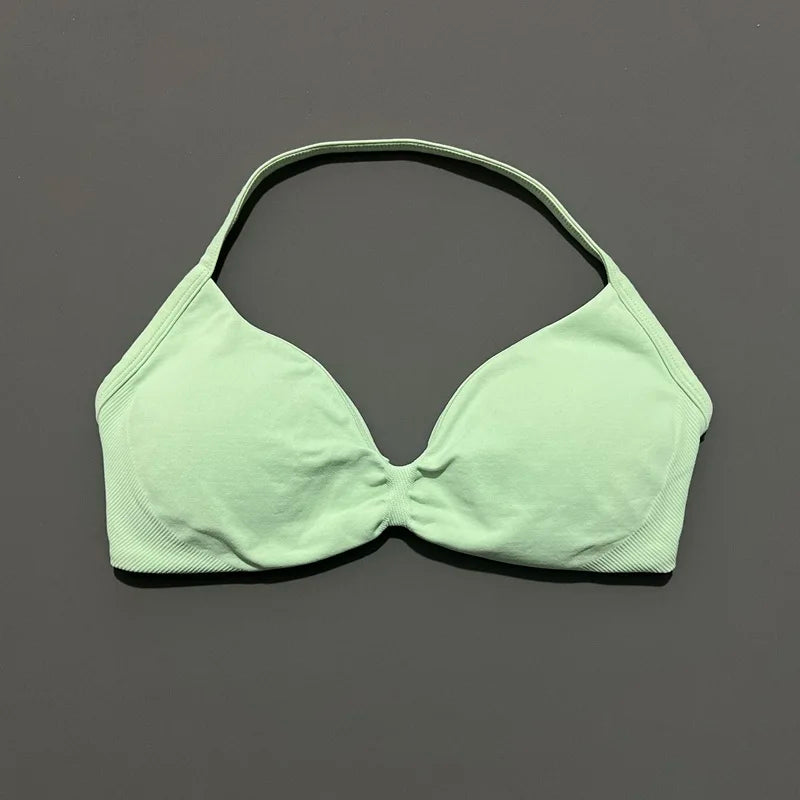 Sport-BH mit Trägern, Yoga-Unterwäsche, Damen-Gymnastik-Top, Lauftraining, rückenfreier BH, hohe Unterstützung, aktive Kleidung, Fitness, Workout, Neckholder