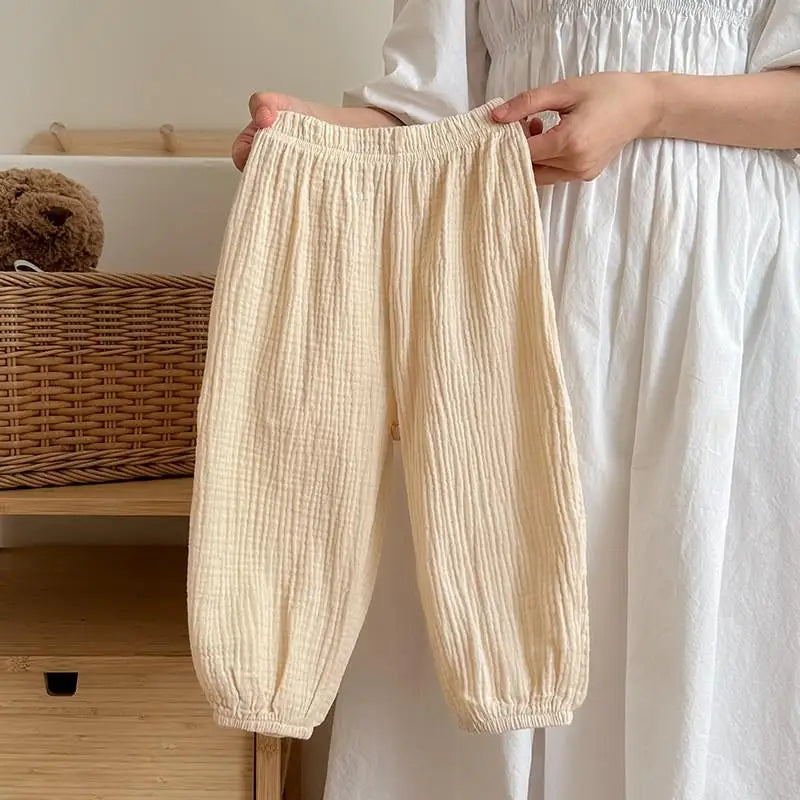 Einfarbig Einfache kinder Hosen Sommer Kleidung Dünne Lose Kinder Anti-moskito Hosen Baby Mädchen Pumphose Casual Hosen