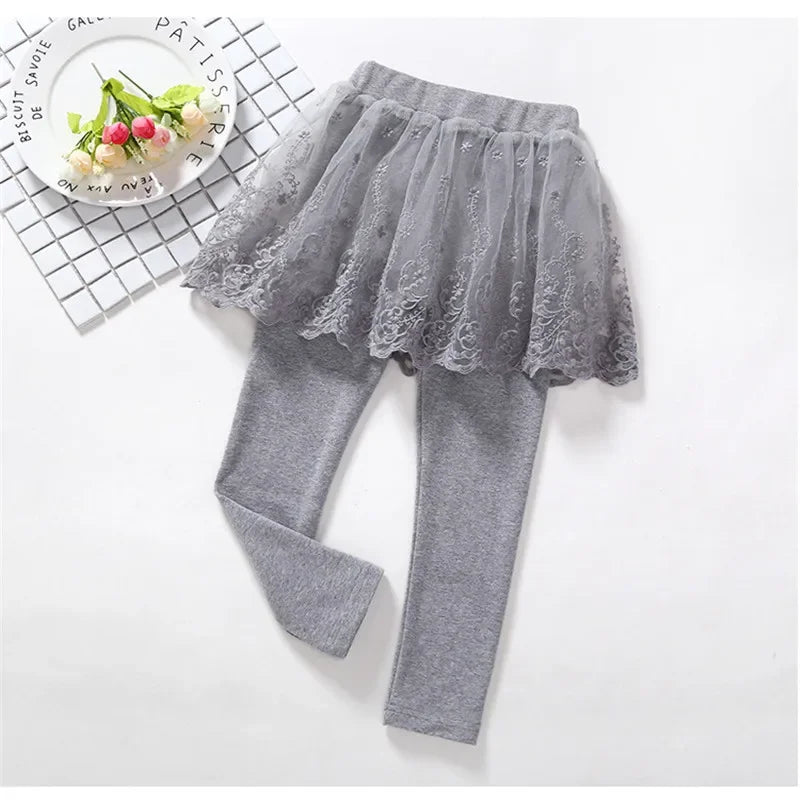 Neue Baby Mädchen Leggings Spitze Prinzessin Rock-hosen Frühling Herbst Kinder Dünne Rock Hosen für 2-7 Jahre kinder Kleidung