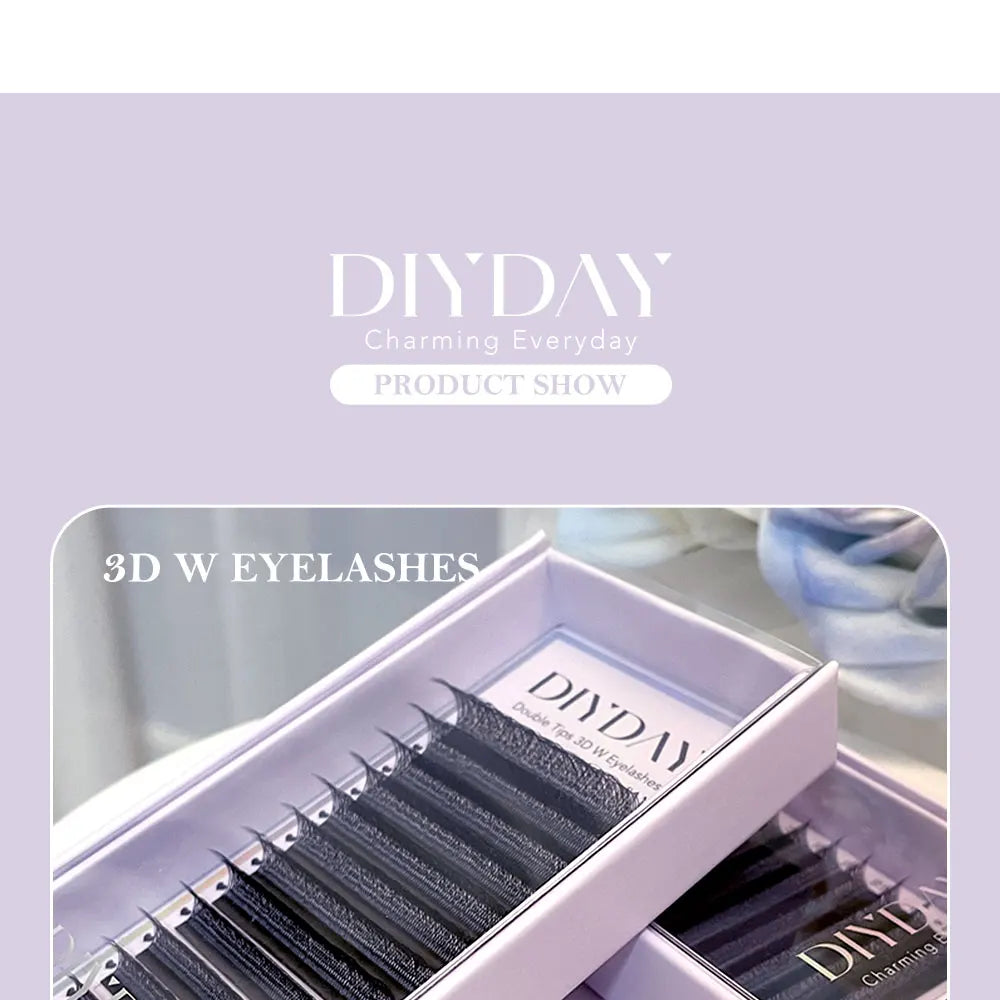 DIYDAY W-Form Wimpernverlängerung 3D 4D 5D 6D 7D 8D W Wimpern Natürliche weiche vorgefertigte Fächerblüteffekt-Augenwimpern für Schönheits-Make-up