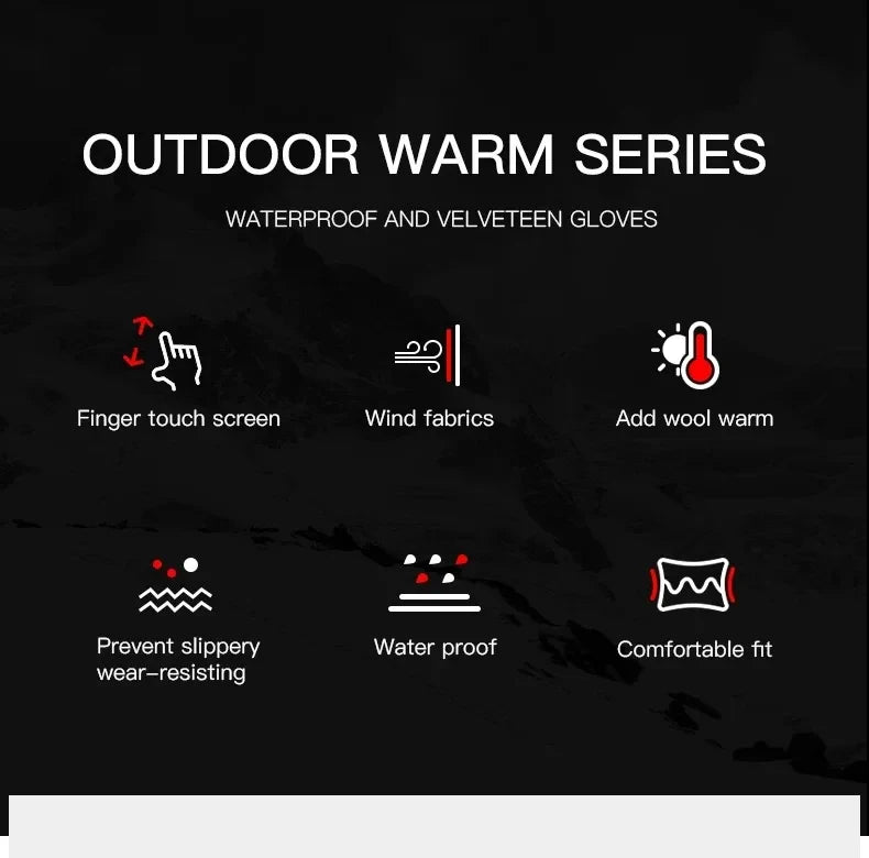 Herbst Winter Outdoor Radfahren Handschuhe Gym Fitness Sport Laufen Warm Touch Screen Rutschfeste Handschuhe Motorrad Handschuhe Männer Schwarz