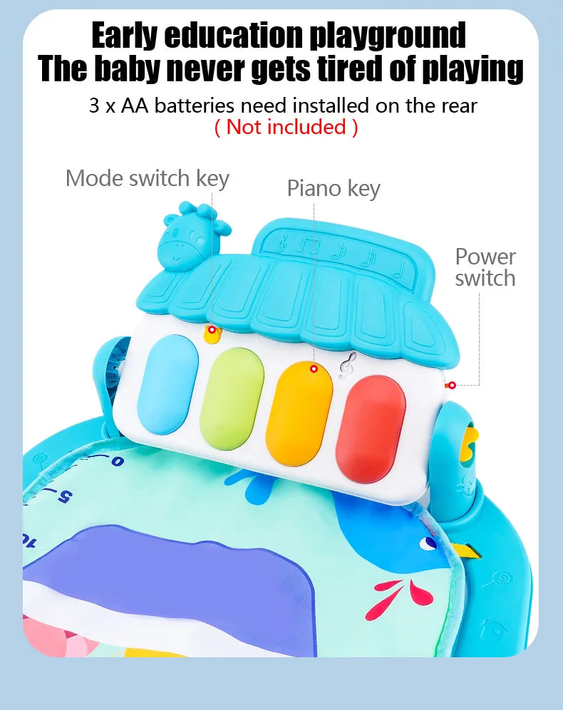 Baby Fitness Stand Music Play Gym Activity Toy Newborn Piano Crawling Blanket Pedal Play Pad Early Education 0-36 Months Gifts