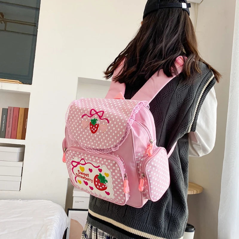 Strawberry Embroidered Backpack