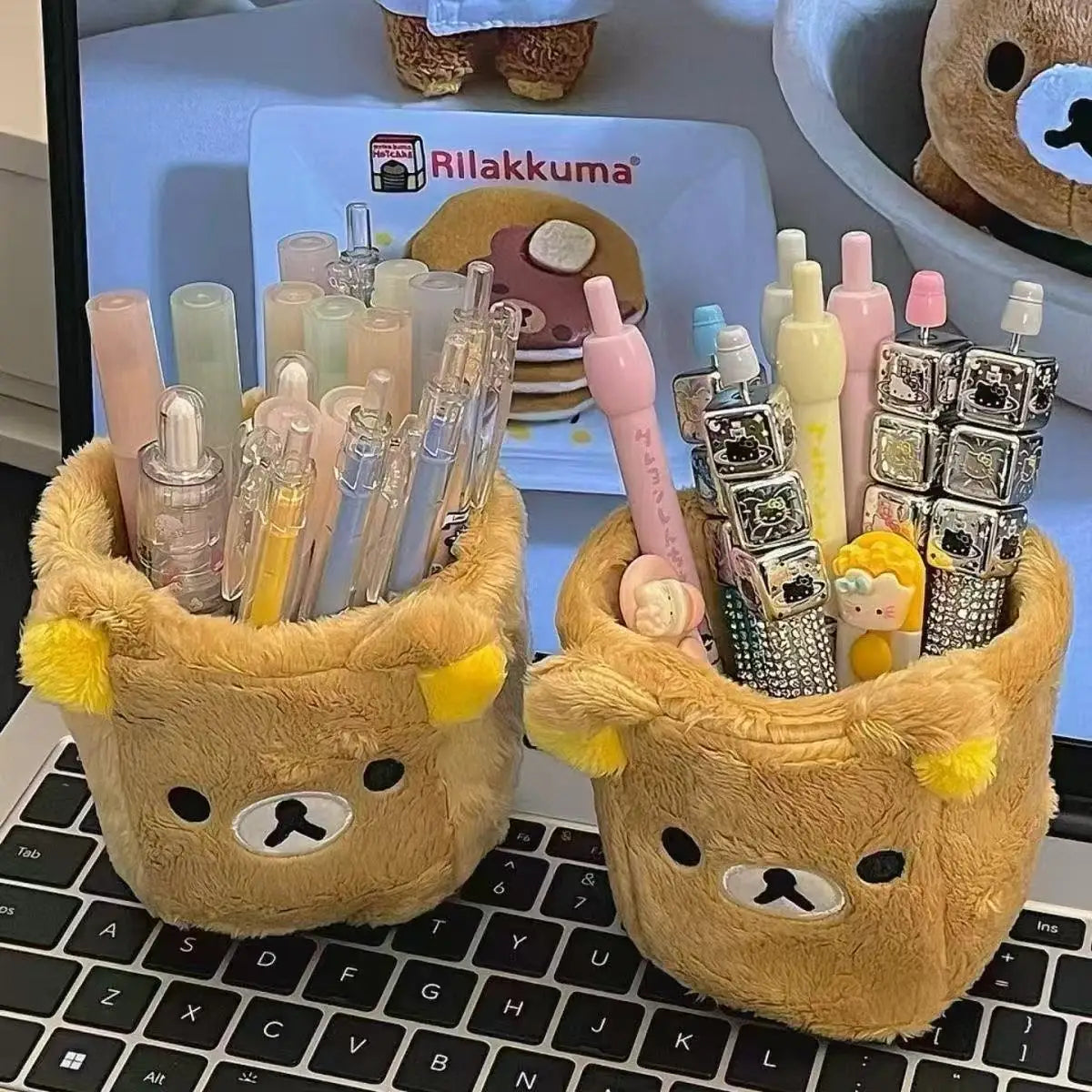 Plüsch Bleistift Halter Kosmetik Stift Container Kawaii Schreibtisch Zubehör Büro Organizer Kind Schreibwaren Lagerung Box Geschenk