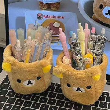 Plüsch Bleistift Halter Kosmetik Stift Container Kawaii Schreibtisch Zubehör Büro Organizer Kind Schreibwaren Lagerung Box Geschenk