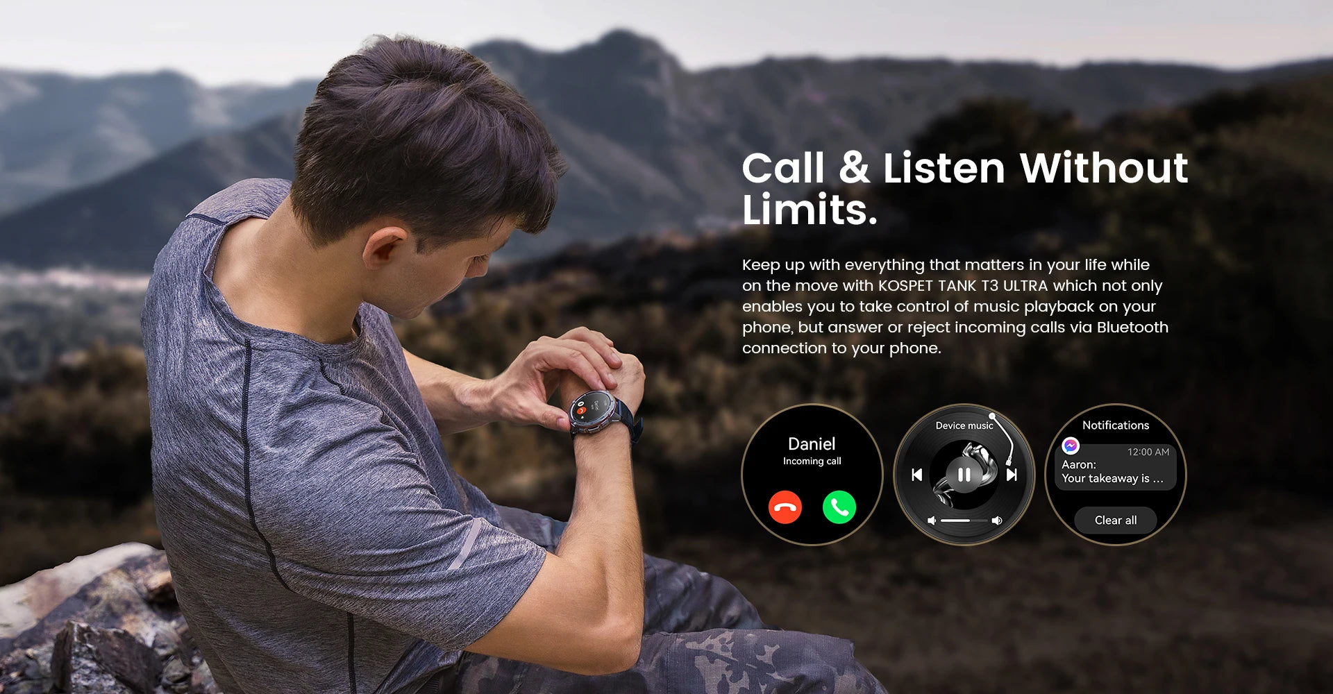 2025 KOSPET TANK T3 Ultra GPS Smart Uhr Für Männer Smartwatch Frauen 470 mAh Batterie Digitale Fitness AMOLED AOD Bluetooth uhren