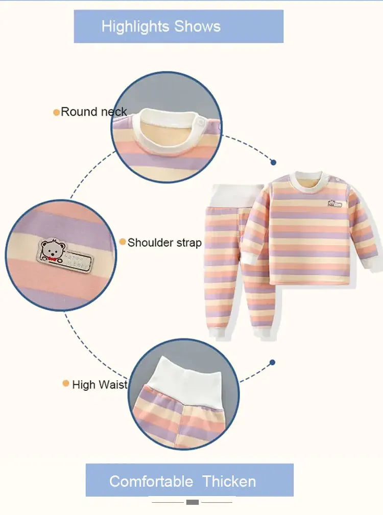 Verdicken Warme Plüsch Kinder Sets Kinder Kleidung Junge Mädchen Unterwäsche Anzüge Herbst Winter Kinder Kleidung