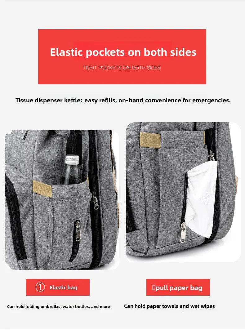 Modische Faltbare Babywiege Mutter-Kind-Tasche Große Kapazität Handtasche Flaschen- und Windelrucksack Mutter- und Mama-Tasche