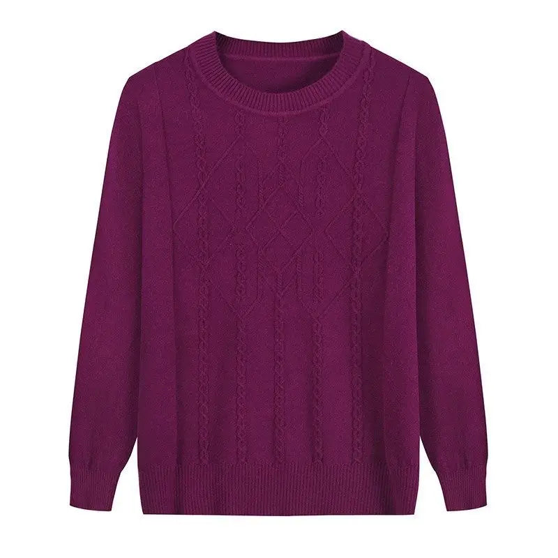 Rundhalspullover mit Zopfmuster für Frauen mittleren Alters und Senioren, für Mutter und Großmutter, Frühling, Herbst, Winter, Lässiger Basis-Pullover